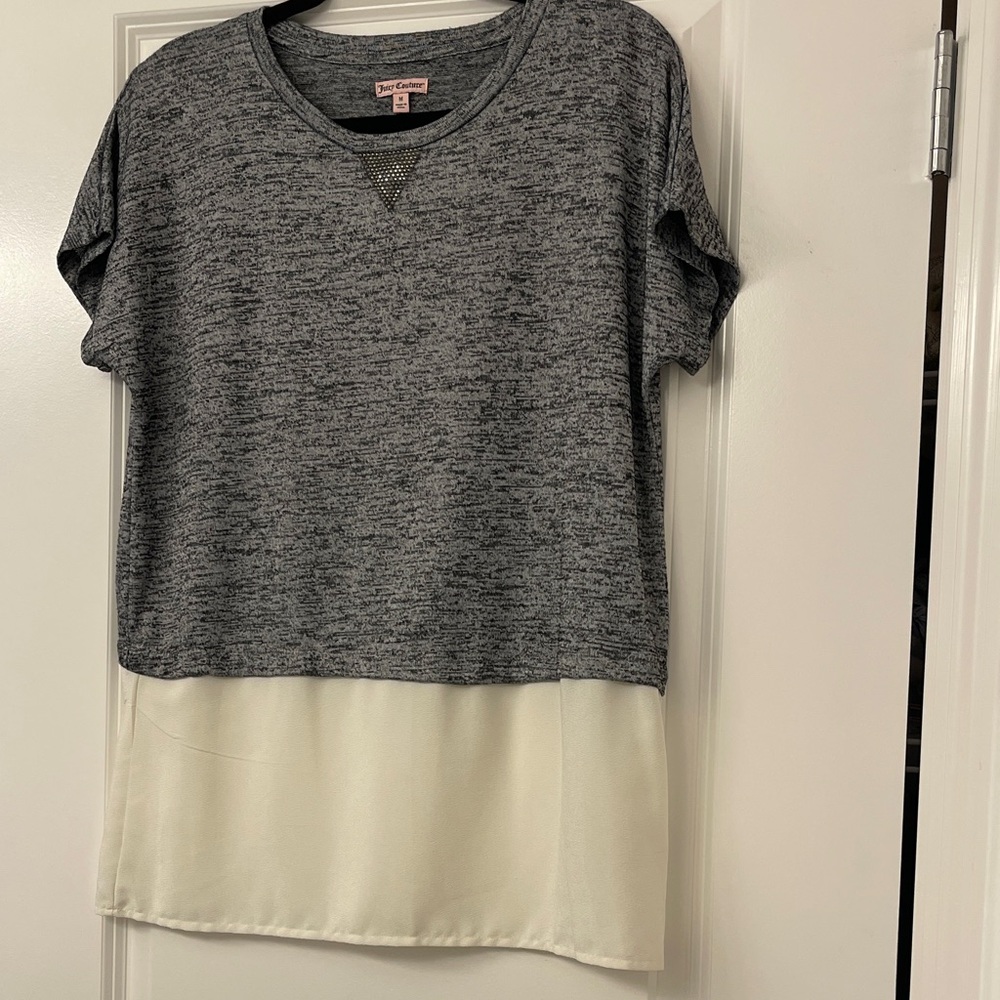 Juicy Couture Two-Tone Gray and Cream Tee